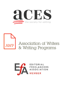 Logos of organizations Martha Carlson is a member of: ACES: The Society for Editing; AWP (Association of Writers& Writing Programs); and EFA (Editorial Freelancers Association) 